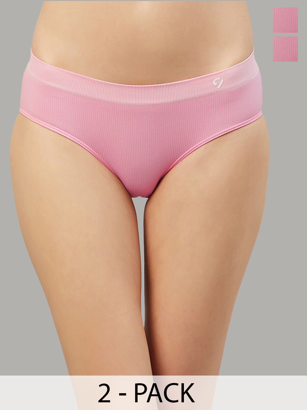 

C9 AIRWEAR Seamless Pack Of 2 Mid-Rise Anti Bacterial Basic Briefs, Pink