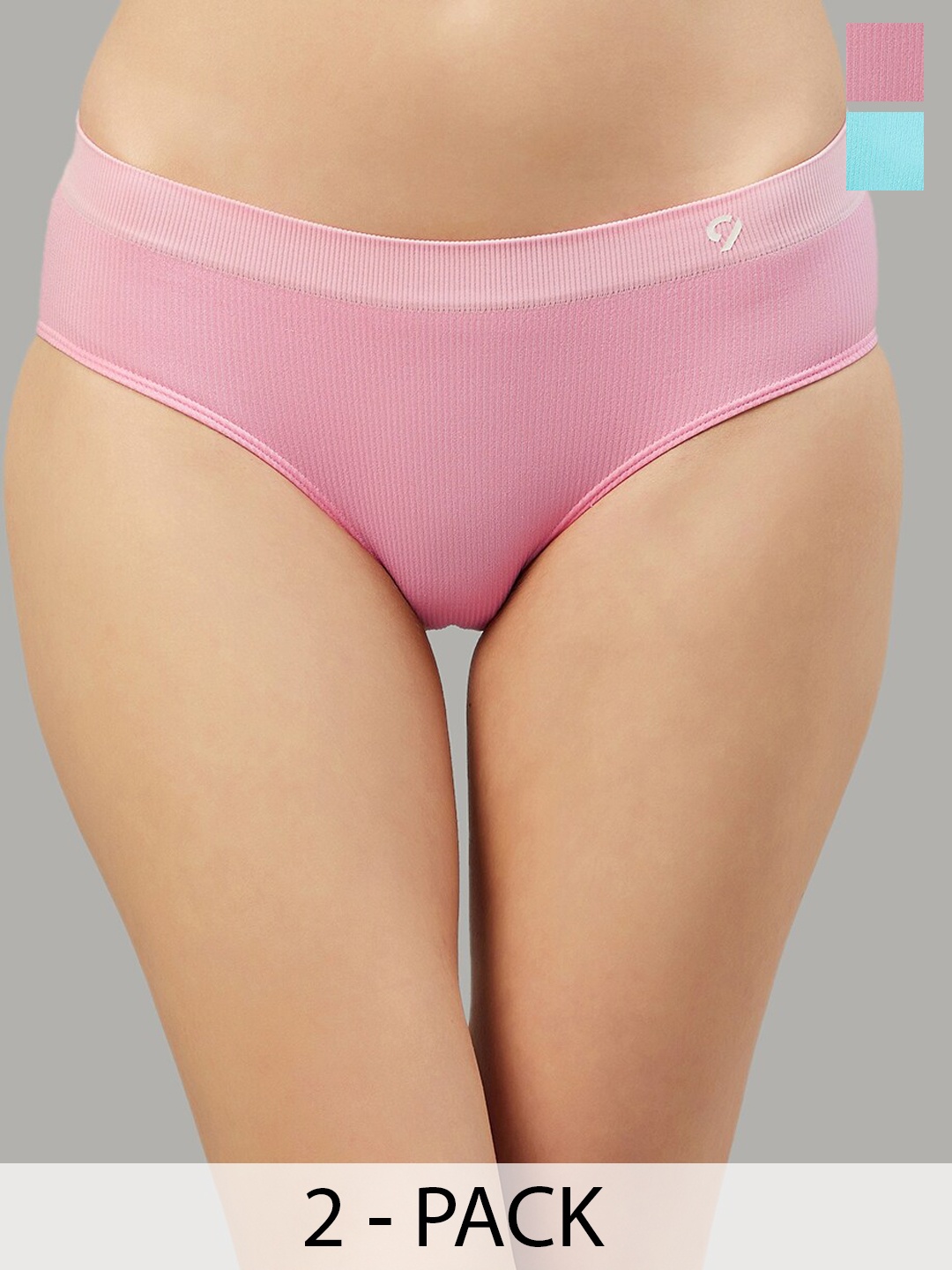 

C9 AIRWEAR Seamless Pack Of 2 Mid-Rise Anti Bacterial Basic Briefs, Blue