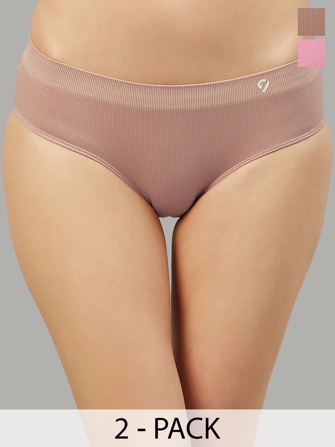 

C9 AIRWEAR Seamless Pack Of 2 Anti Bacterial Low-Rise Basic Briefs, Pink