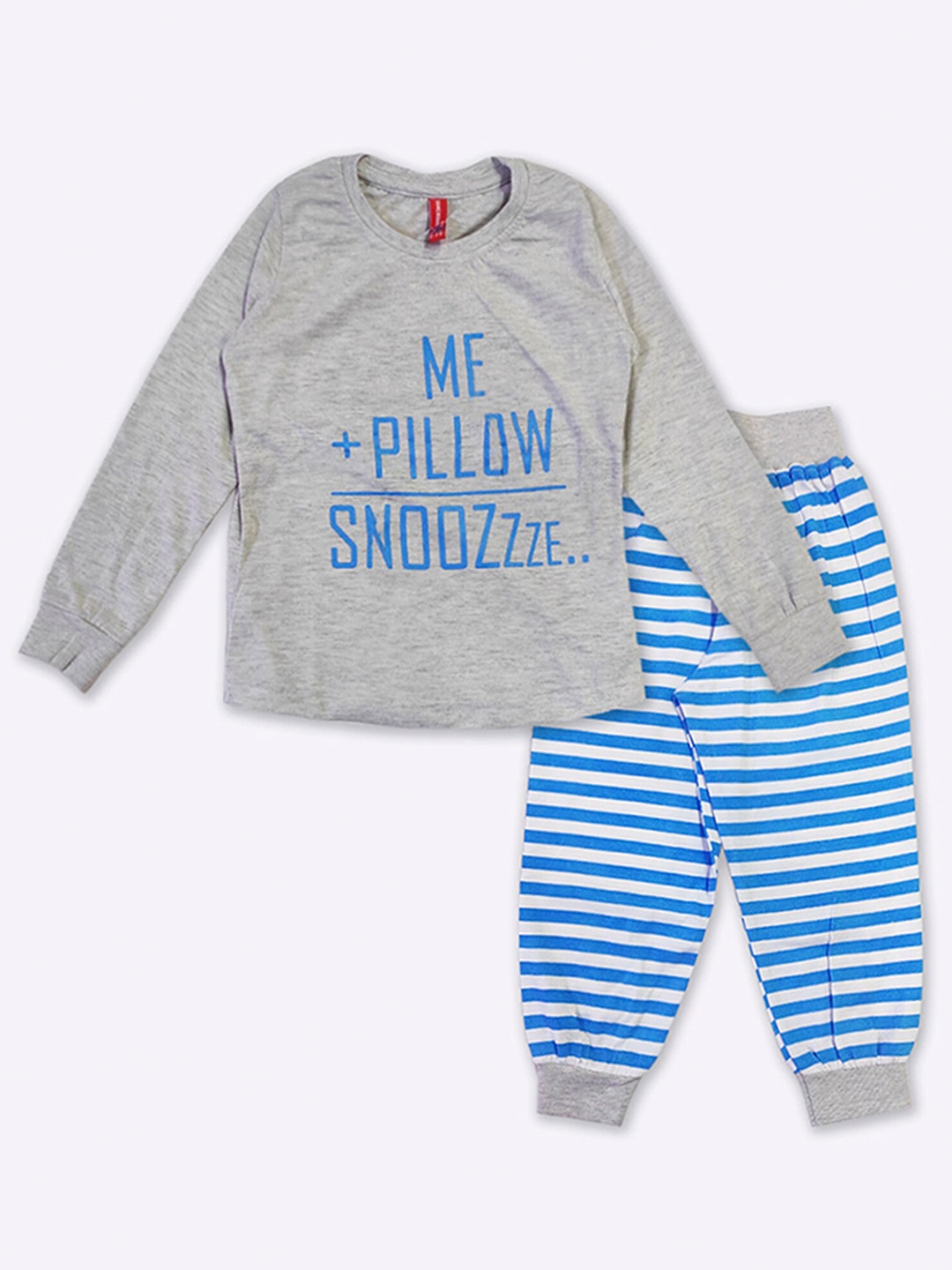 

GAME BEGINS Girls Printed Cotton T-shirt with Pyjamas, Grey
