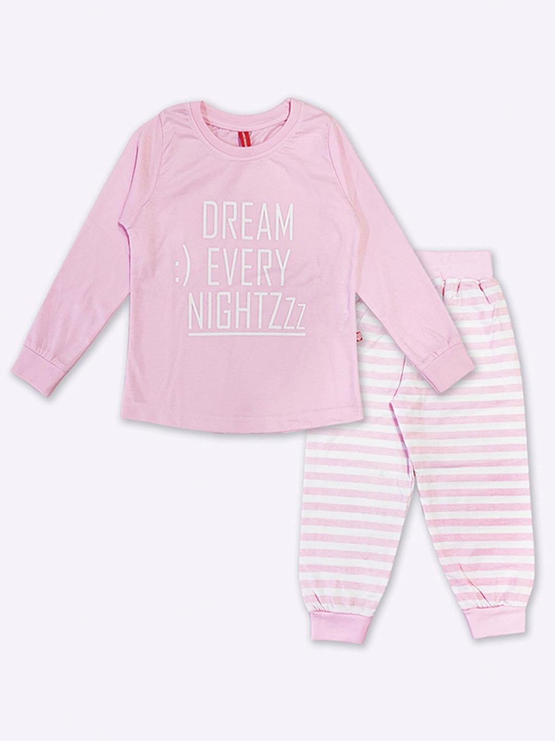

GAME BEGINS Girls Printed Pure Cotton T-shirt With Joggers, Pink