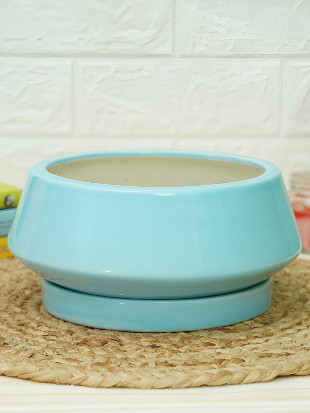 

GOLD DUST Disk Sky Blue Ceramic Planter