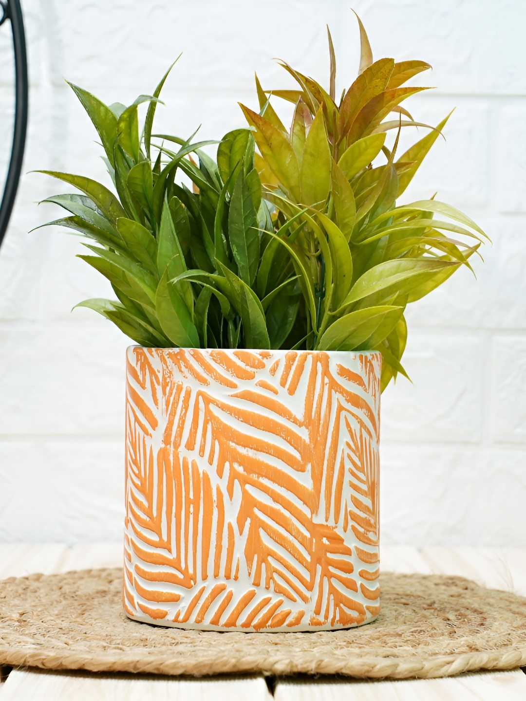 

GOLD DUST Orange & White Printed Ceramic Planter