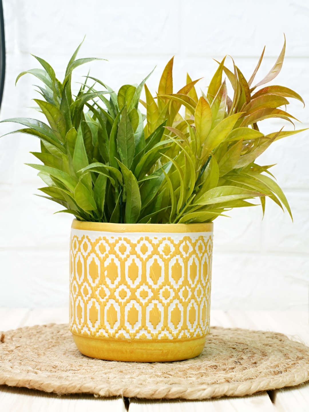 

GOLD DUST Yellow Self Designed Ceramic Planter