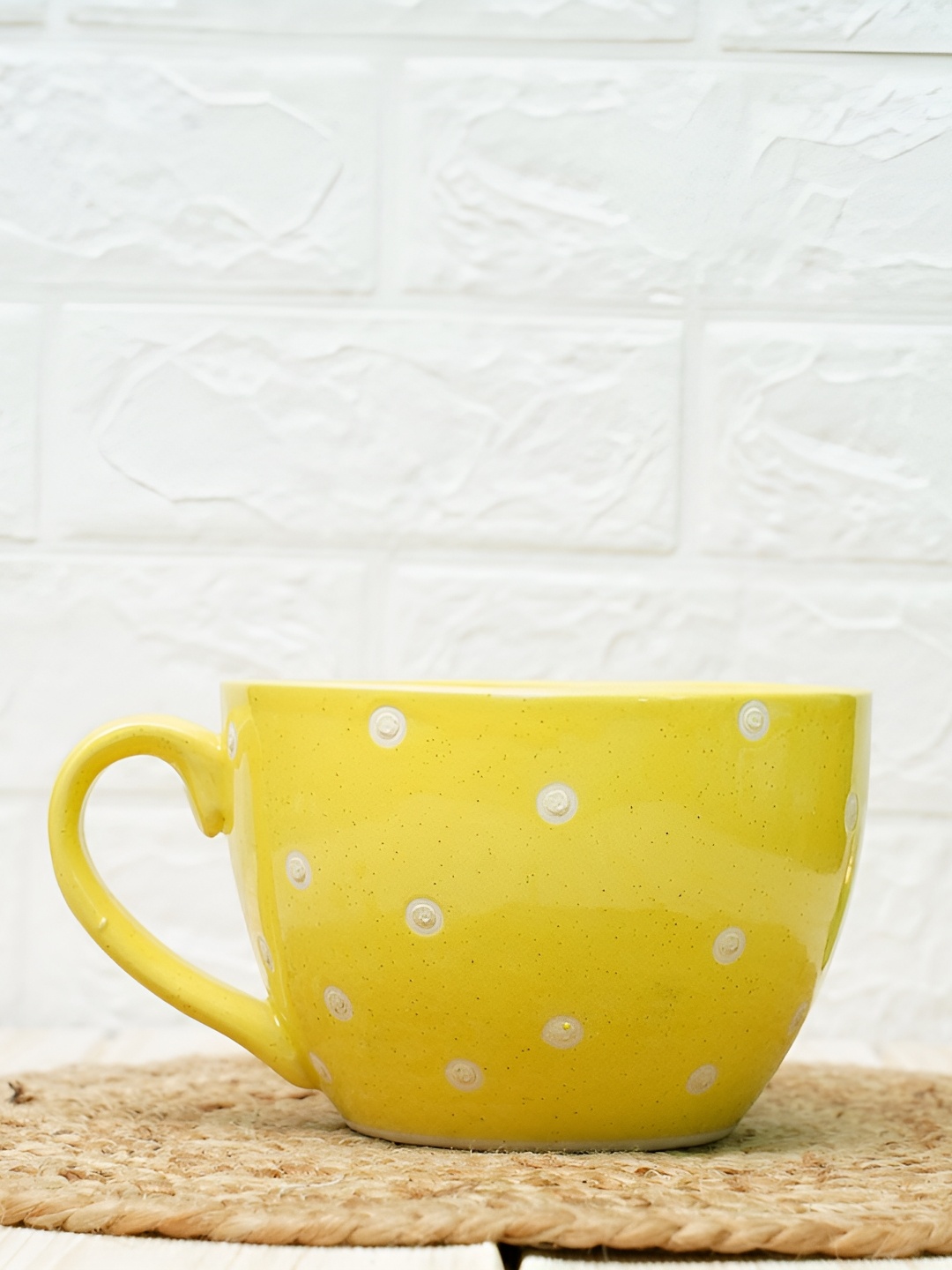 

GOLD DUST Yellow Polka Dot Printed Cup Shaped Planter