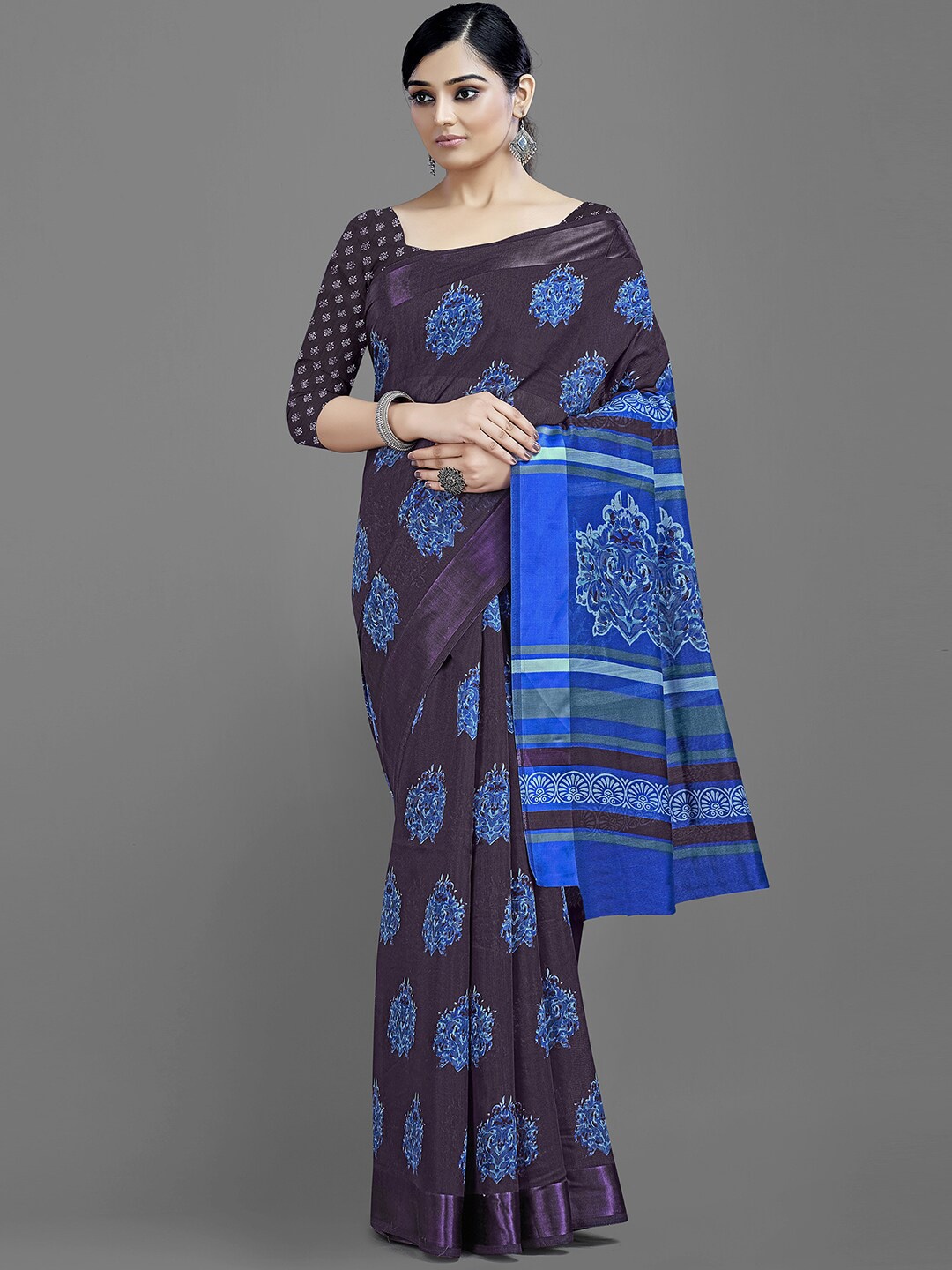 

KALINI Burgundy Floral Saree