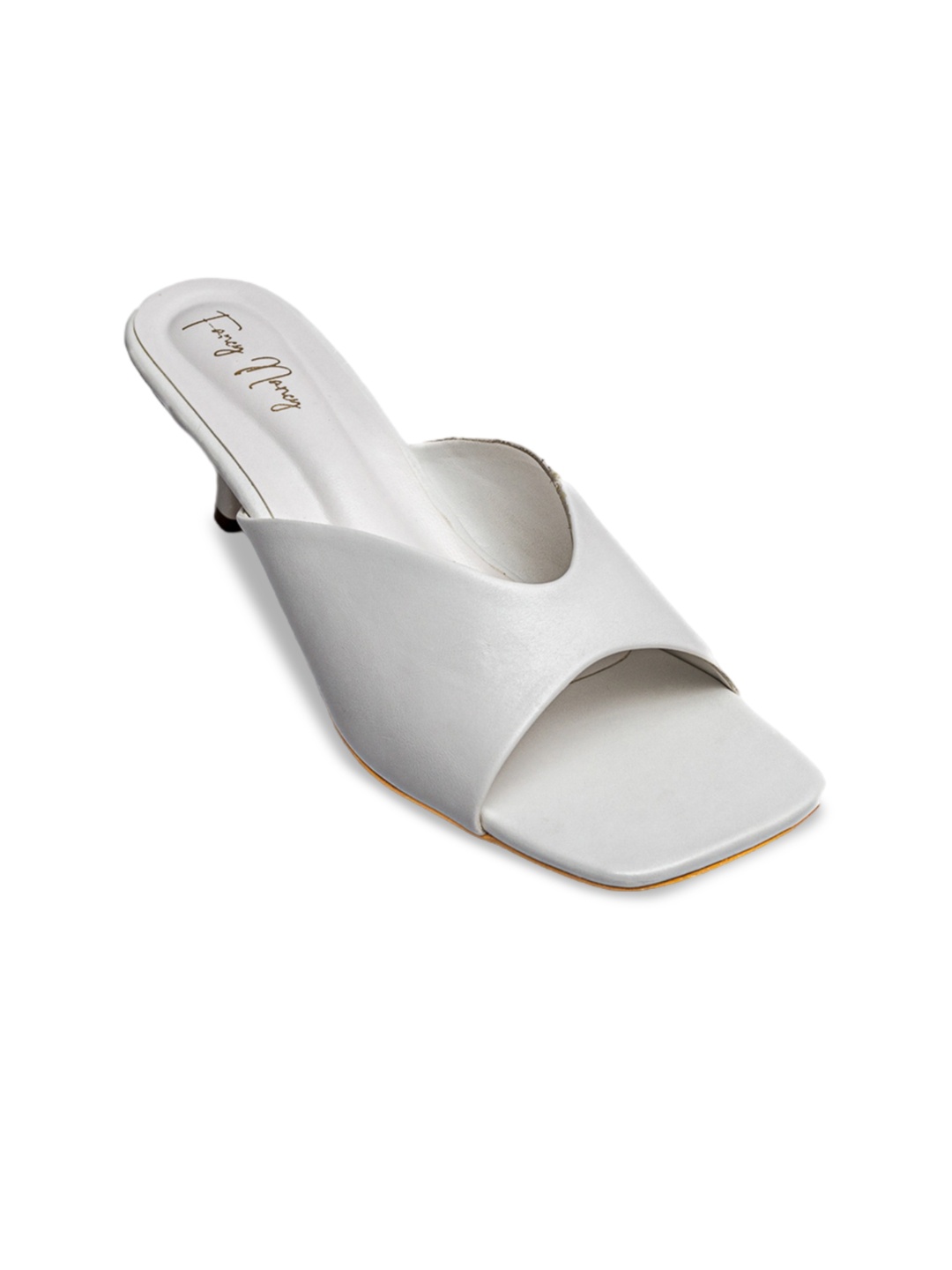 

Dapper Feet-Fancy Nancy Square Toe Kitten Heels, White