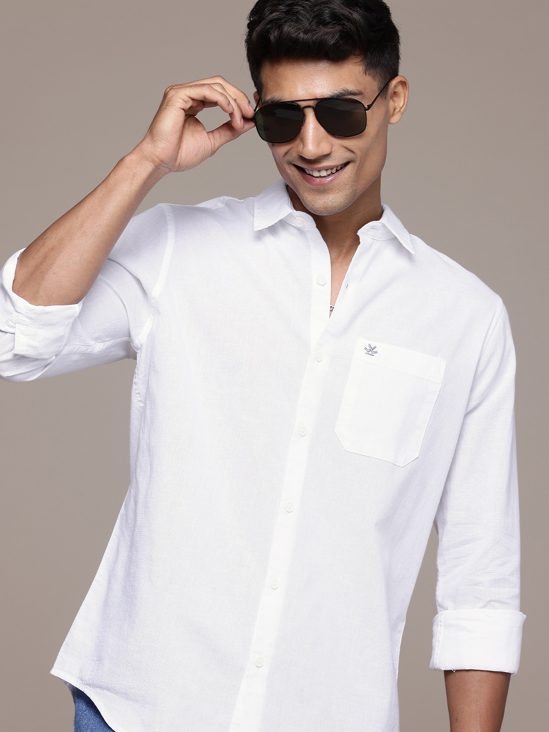 

WROGN Slim Fit Pure Cotton Casual Shirt, White