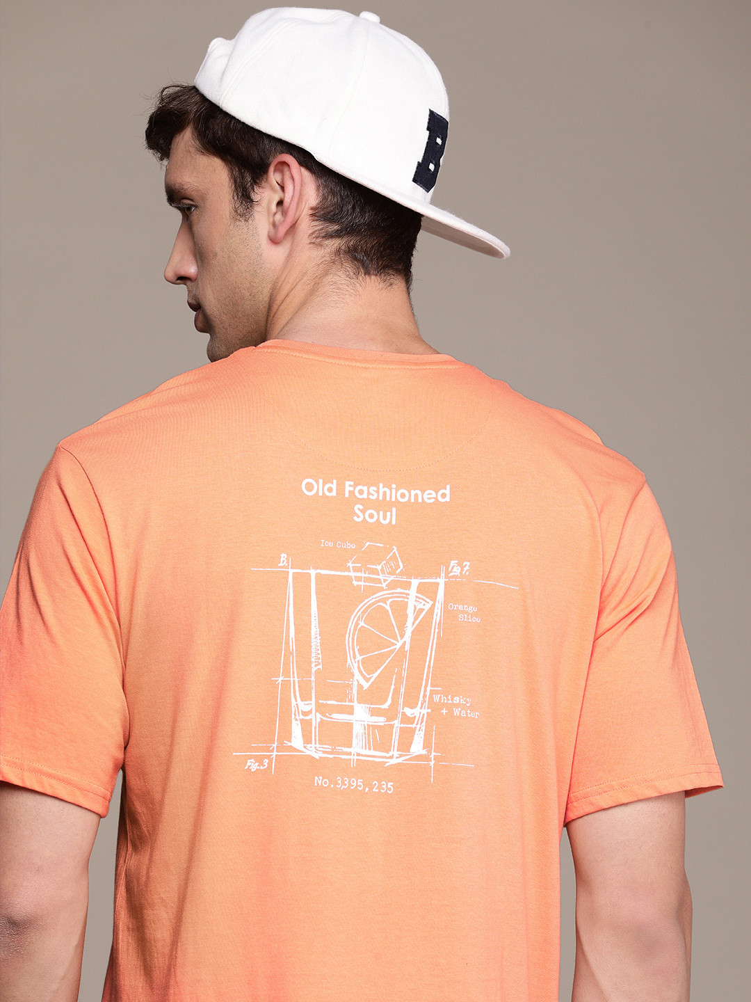 

WROGN Men Printed Pure Cotton T-shirt, Orange