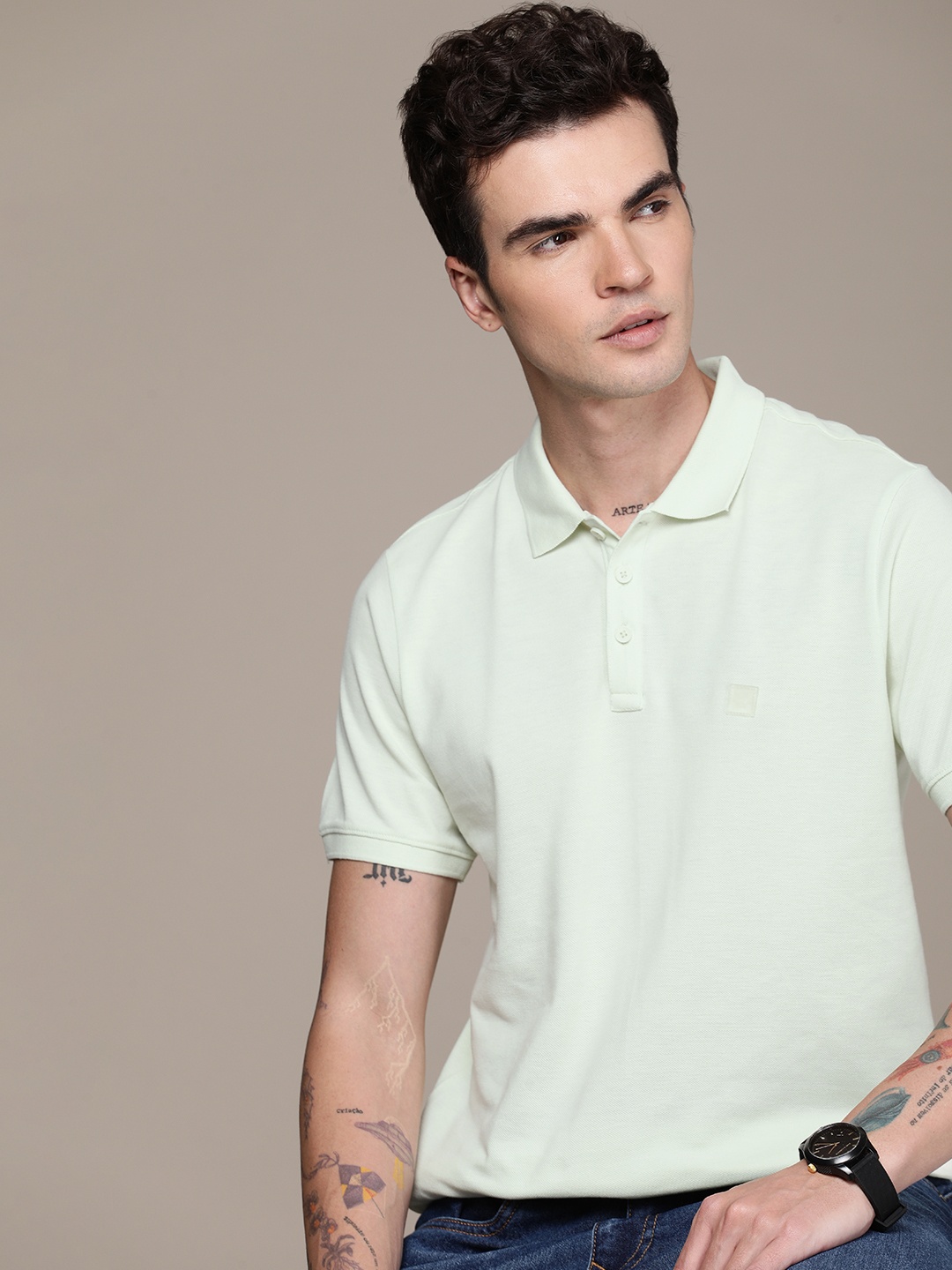 

WROGN Polo Collar Slim Fit T-shirt, Green