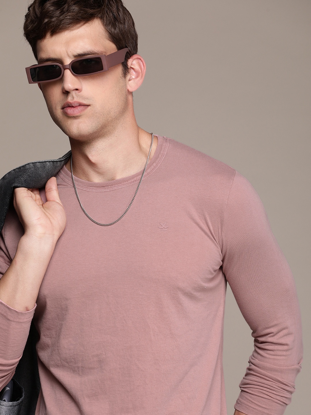 

WROGN Men Pure Cotton T-shirt, Pink