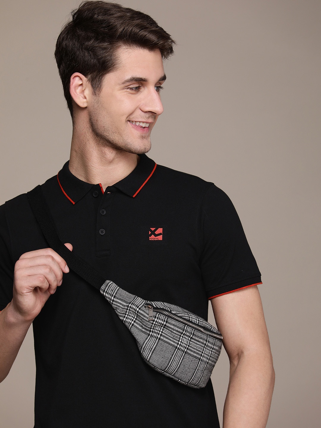 

WROGN Polo Collar Slim Fit T-shirt, Black