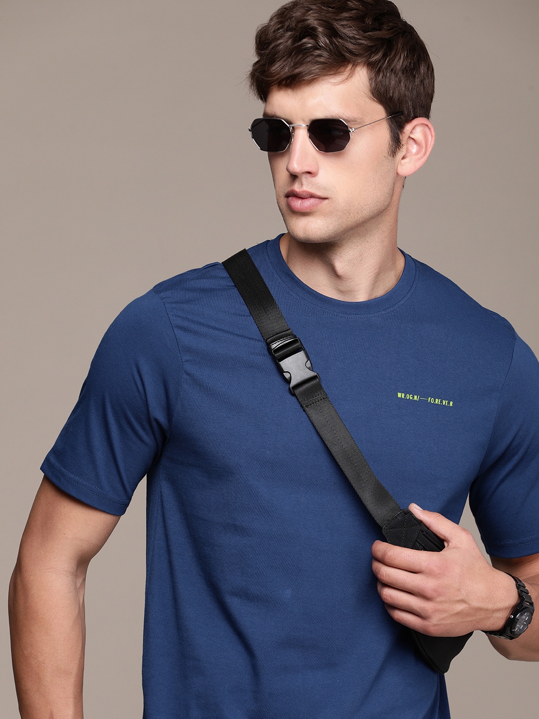 

WROGN Round Neck Short Sleeves T-shirt, Blue