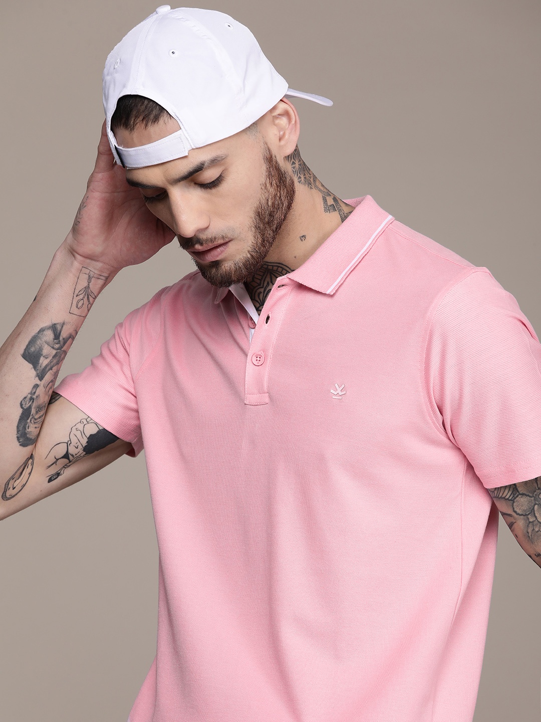 

WROGN Polo Collar Slim Fit Casual T-shirt, Pink