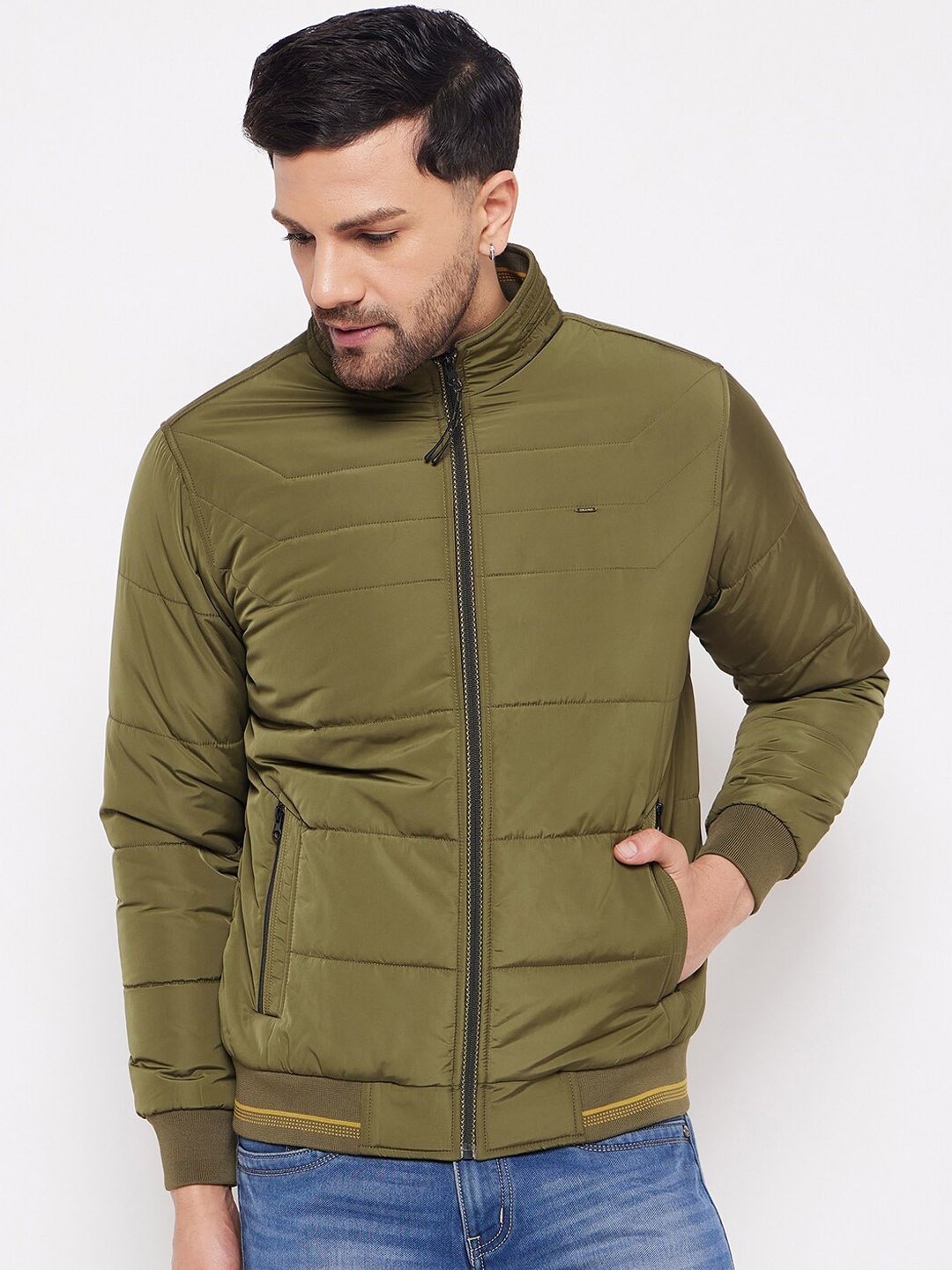 

Okane Stand Collar Puffer Jacket, Olive