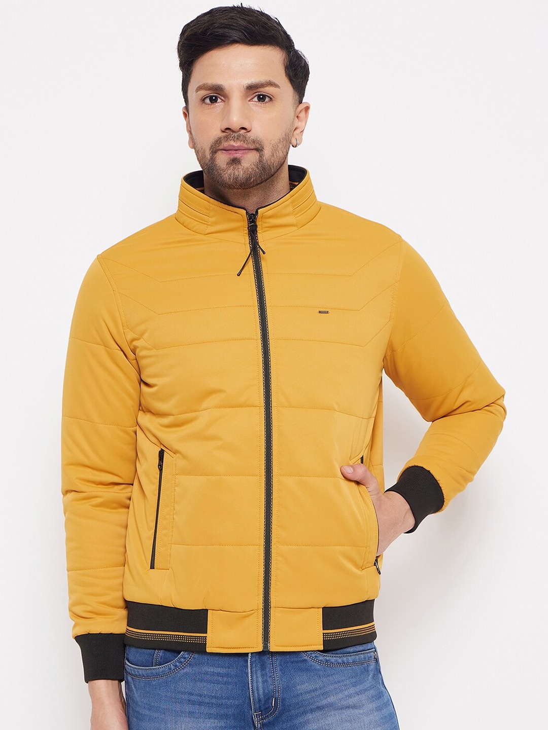 

Okane Stand Collar Bomber Jacket, Mustard