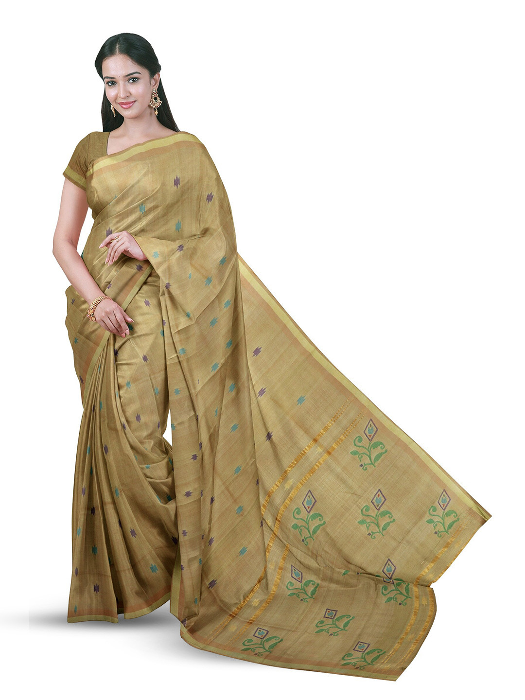 

APCO Geometric Woven Design Pure Cotton Saree, Brown