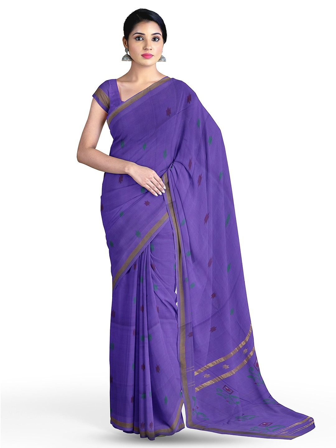 

APCO Geometric Woven Design Zari Pure Cotton Saree, Purple