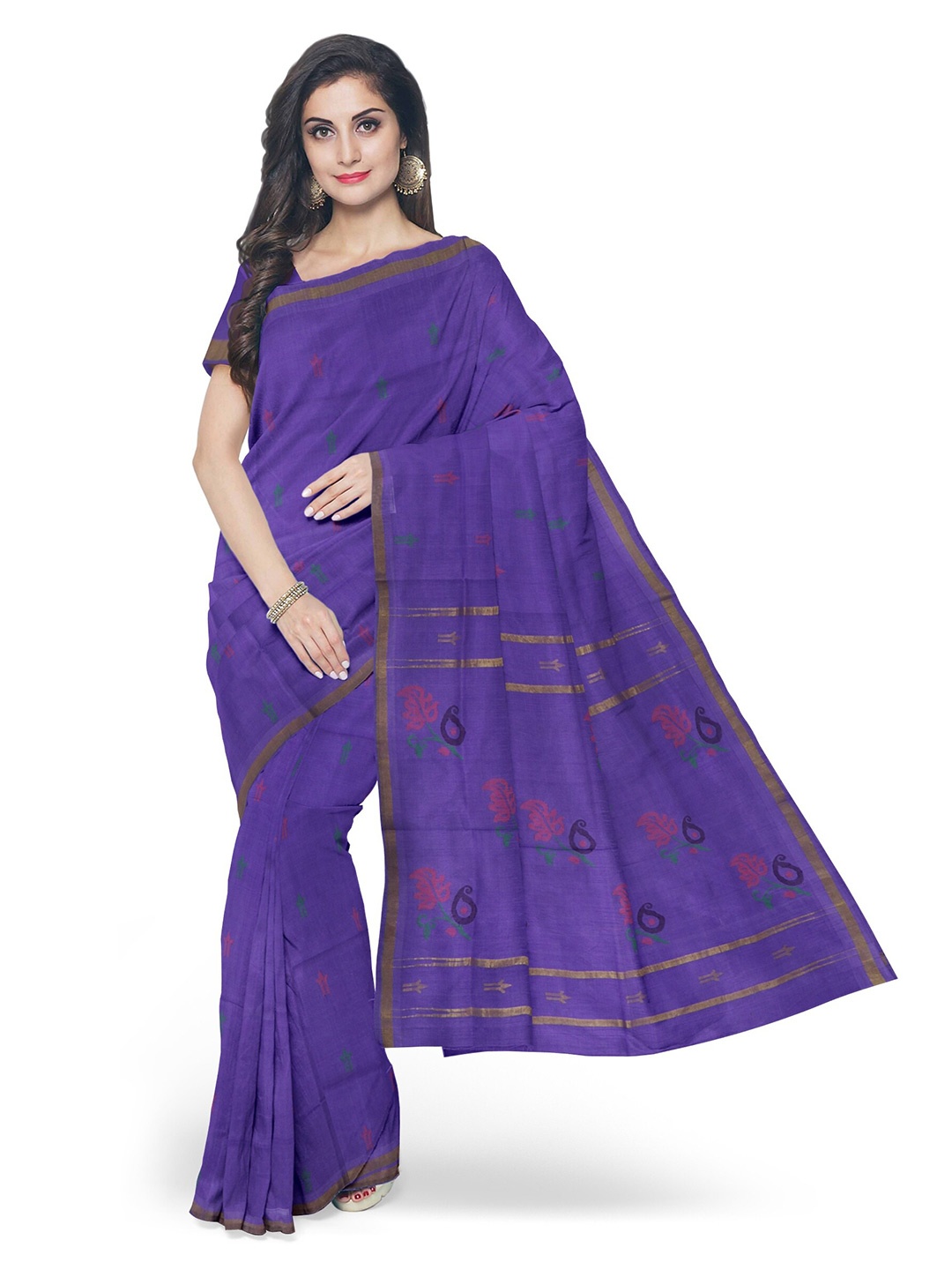 

APCO Geometric Woven Design Zari Pure Cotton Saree, Purple