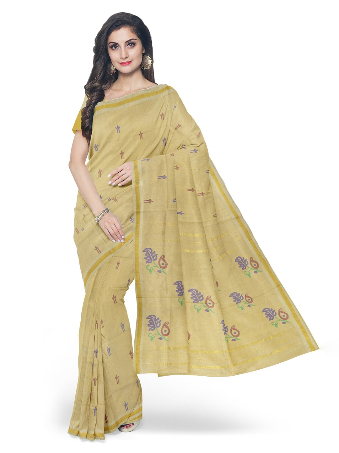 

APCO Geometric Woven Design Pure Cotton Saree, Cream