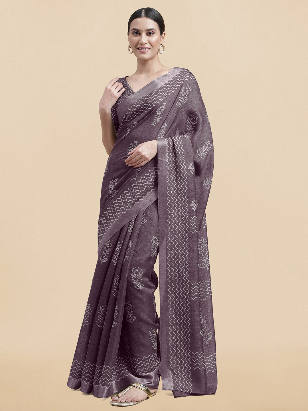 

MIRCHI FASHION Ethnic Motifs Printed Block Print Saree, Purple