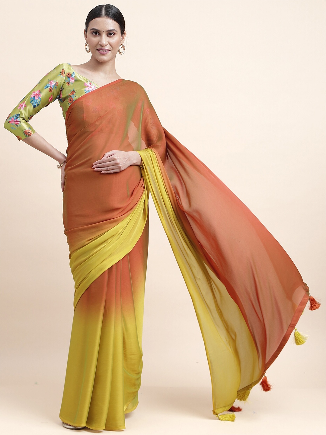 

MIRCHI FASHION Ombre Dyed Saree, Rust