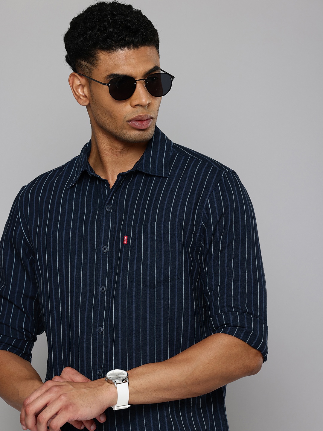 

Levis Slim Fit Striped Casual Shirt, Navy blue