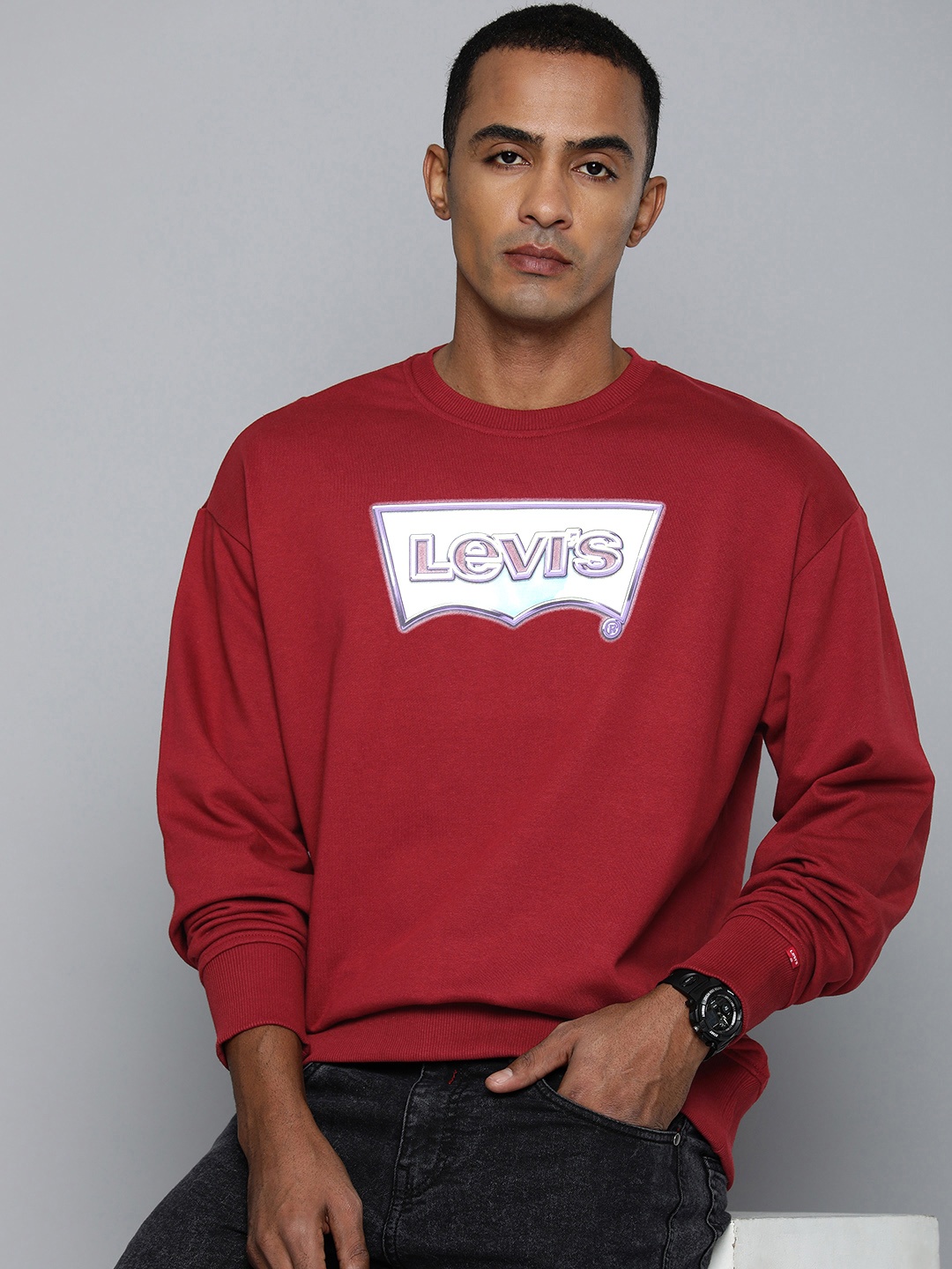 

Levis Pure Cotton Brand Logo Printed Sweatshirt, Maroon
