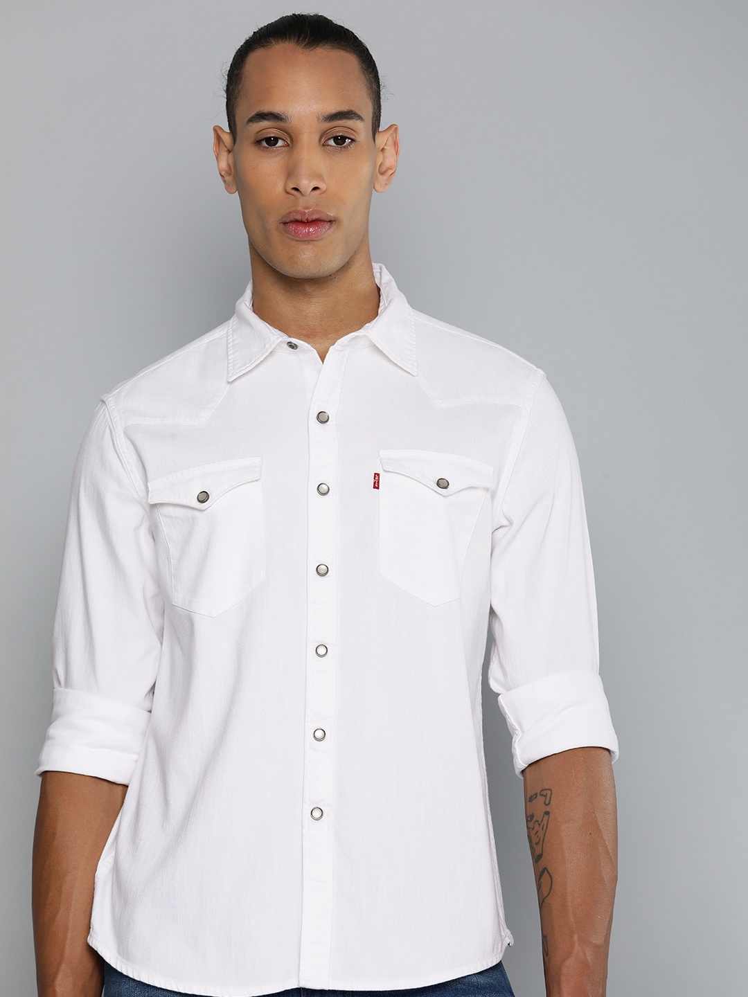 

Levis Men Slim Fit Pure Cotton Casual Shirt, White