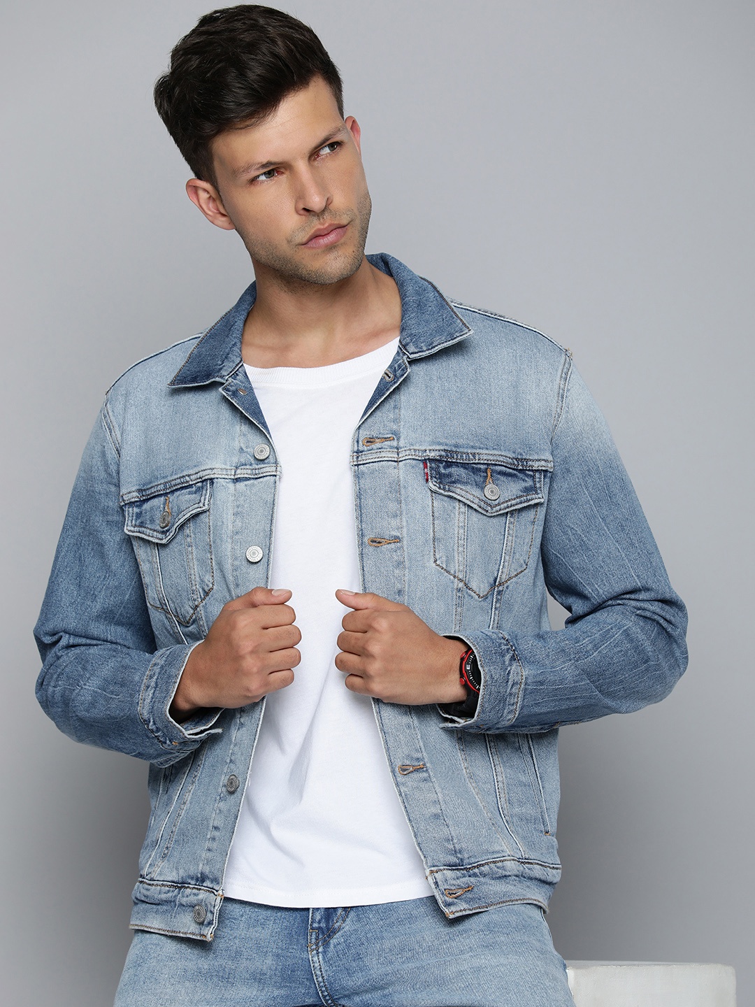 

Levis Solid Long Sleeves Denim Jacket, Blue