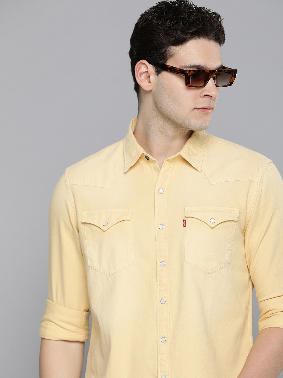 

Levis Pure Cotton Slim Fit Opaque Casual Shirt, Yellow