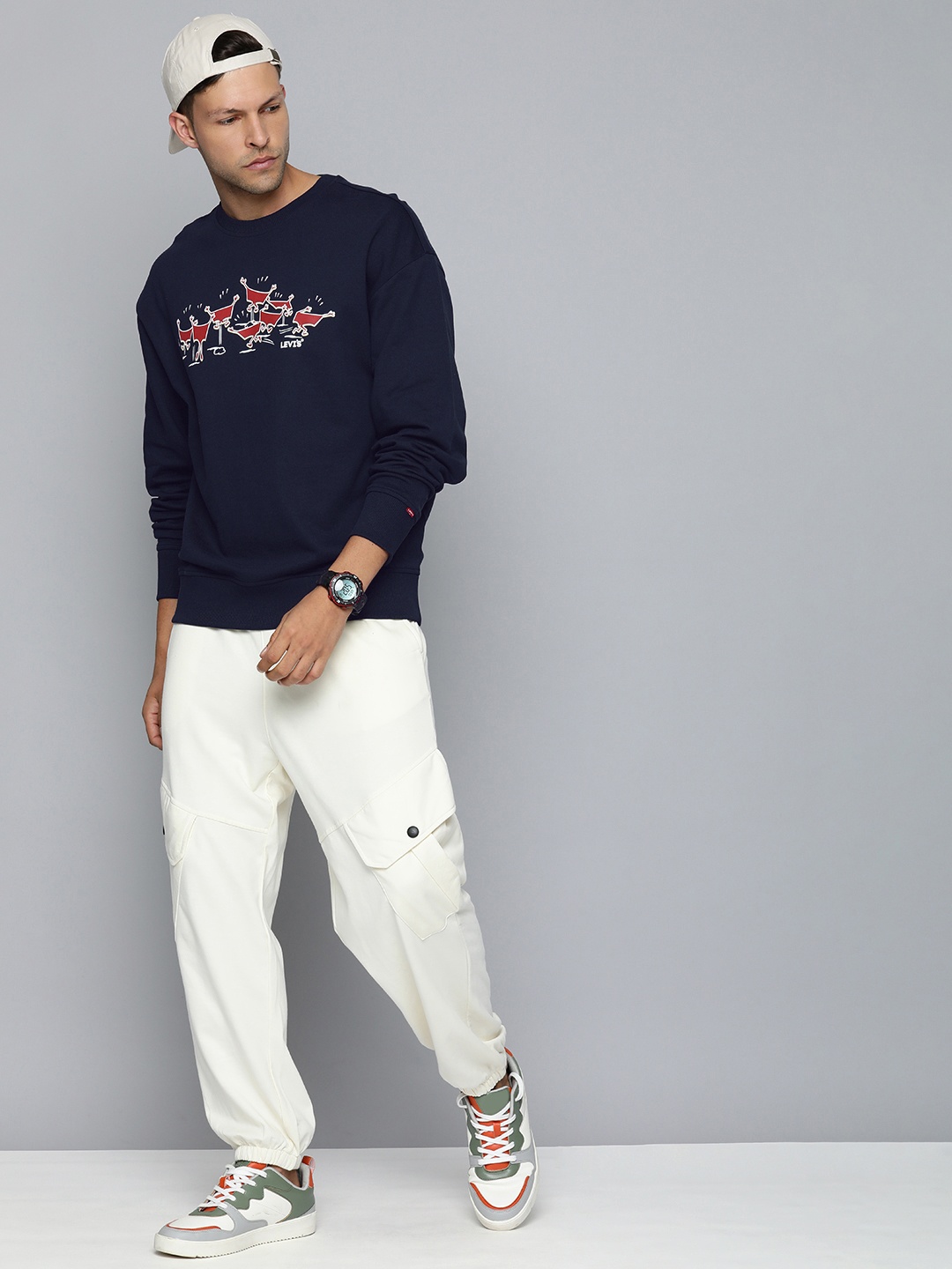 

Levis Pure Cotton Graphic Printed Sweatshirt, Navy blue