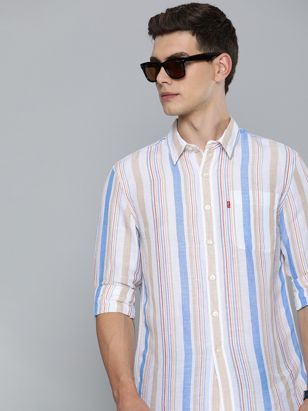 

Levis Slim Fit Striped Casual Shirt, White