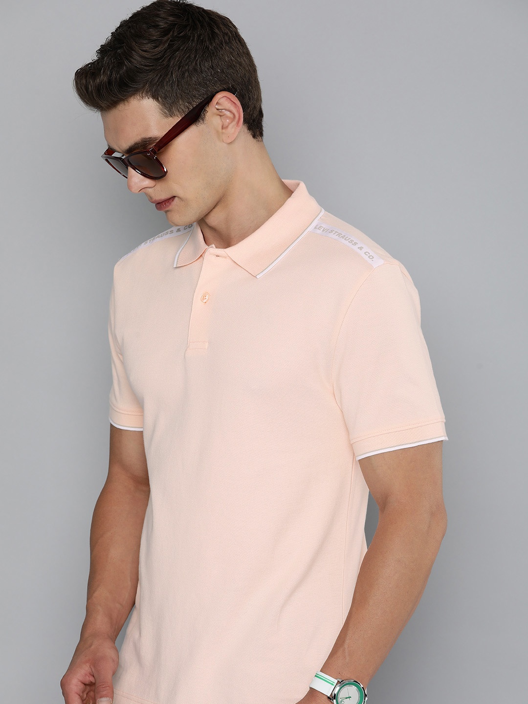 

Levis Polo Collar Pure Cotton Slim Fit T-shirt, Peach