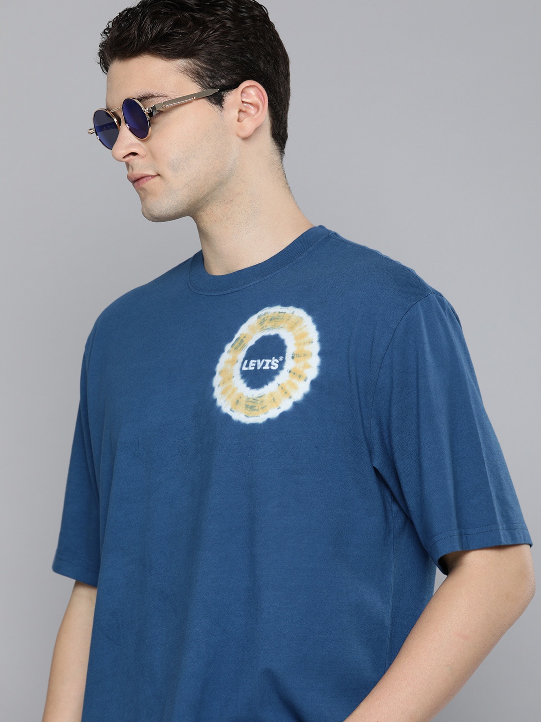 

Levis Brand Logo Printed Pure Cotton Tie & Dye Loose Fit, Blue