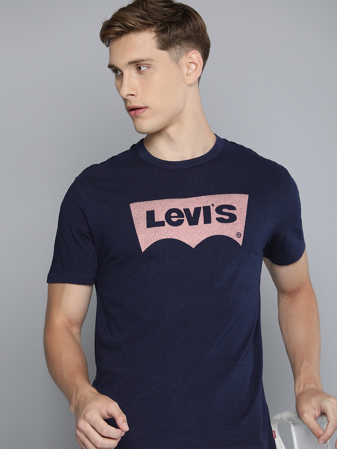 

Levis Brand Logo Printed Pure Cotton Slim Fit T-shirt, Navy blue