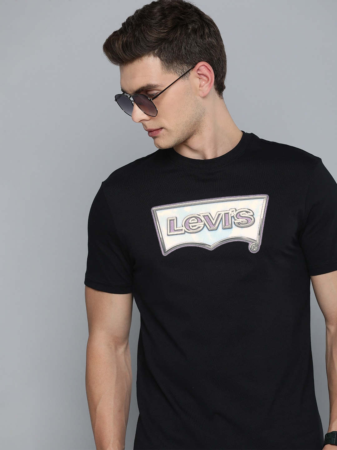 

Levis Brand Logo Printed Pure Cotton Slim Fit T-shirt, Black