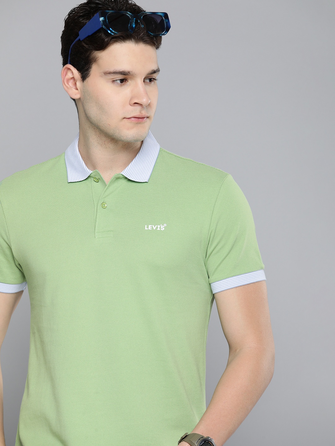 

Levis Polo Collar Pure Cotton Slim Fit T-shirt, Green