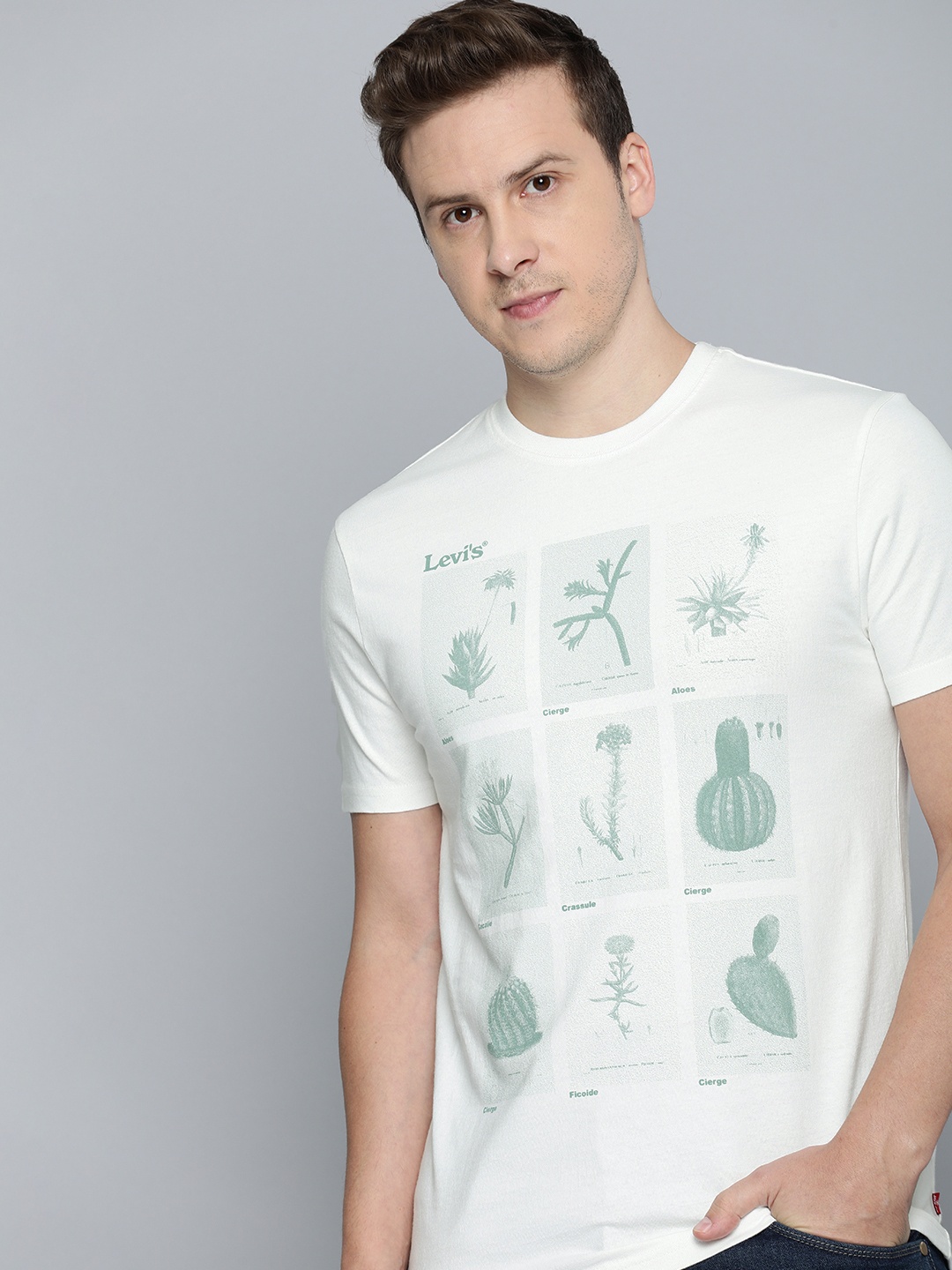 

Levis Printed Pure Cotton Slim Fit T-shirt, White