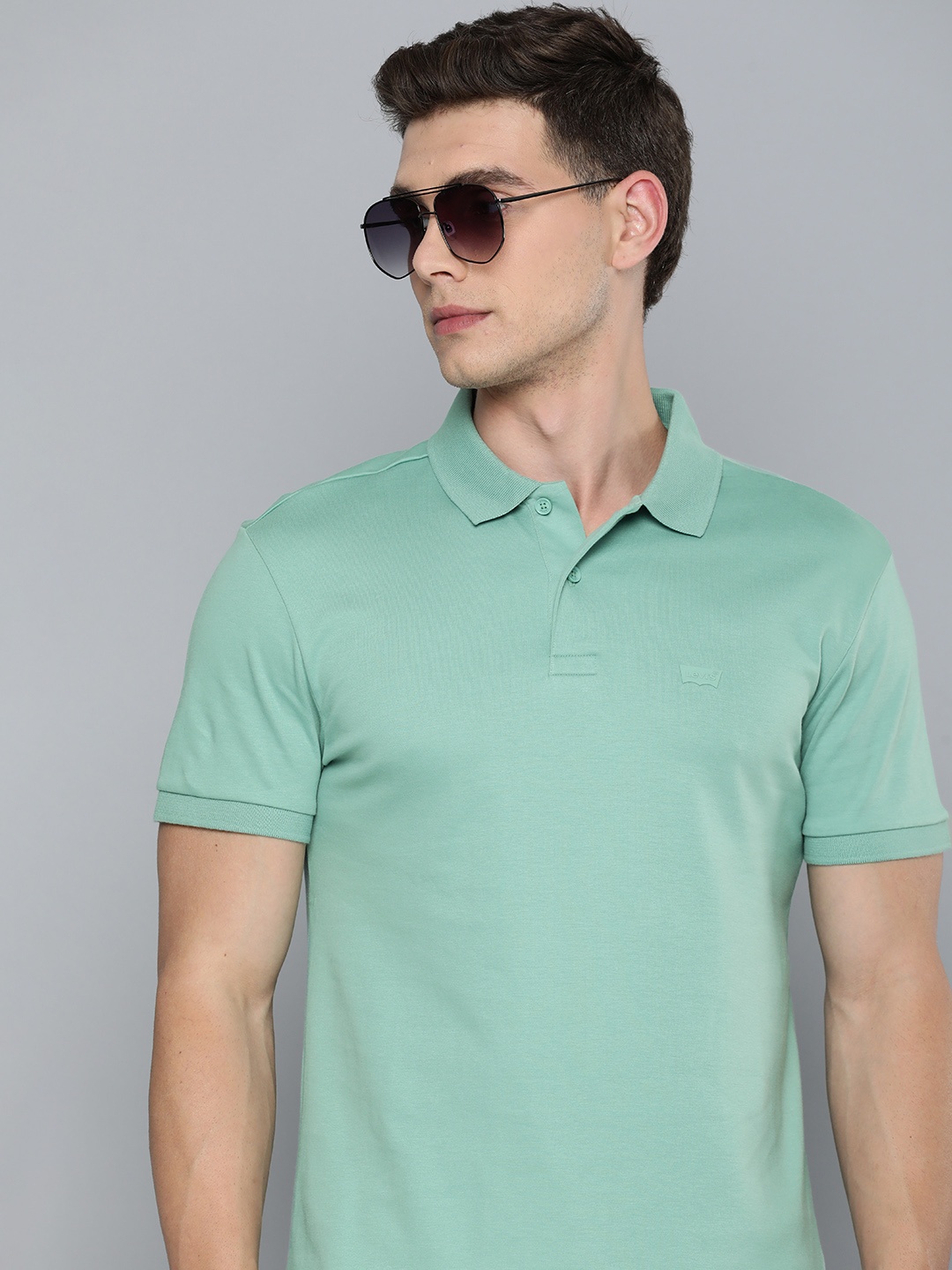 

Levis Men Polo Collar Pure Cotton Slim Fit T-shirt, Green
