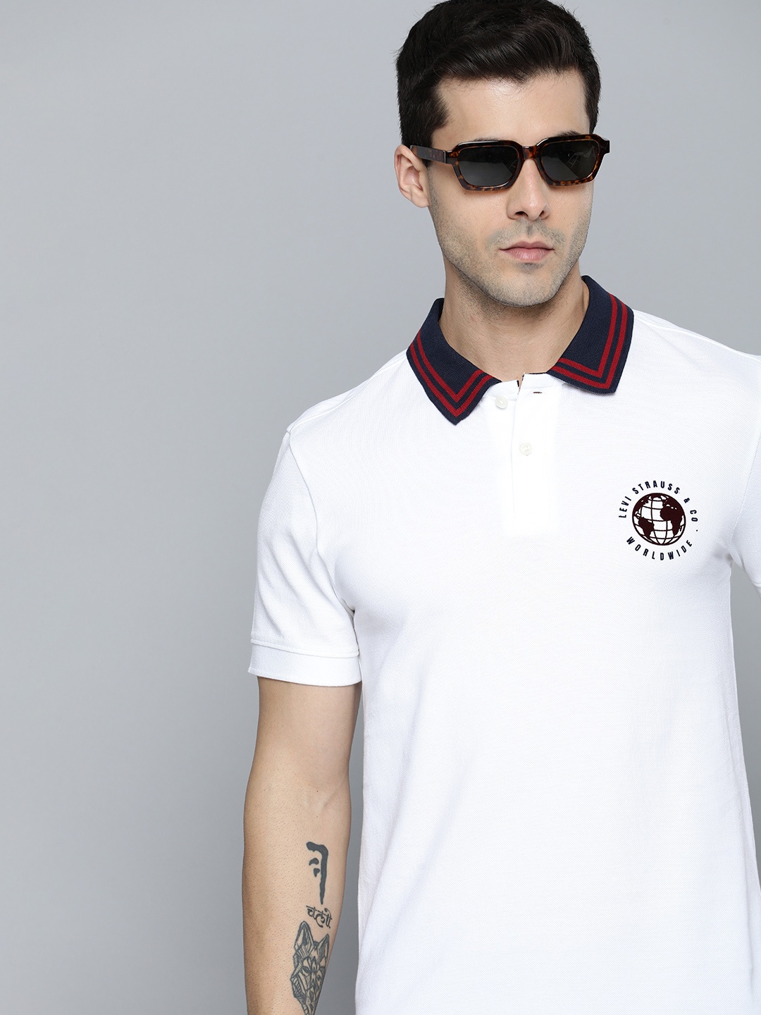 

Levis Polo Collar Pure Cotton Slim Fit T-shirt, White
