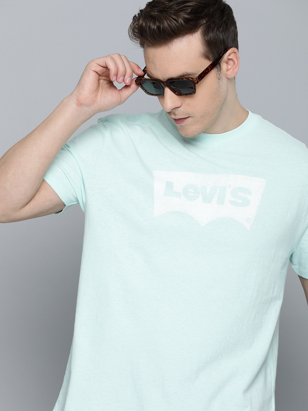 

Levis Brand Logo Printed Pure Cotton T-shirt, Turquoise blue