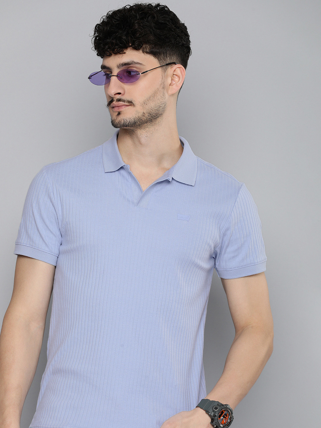 

Levis Men Polo Collar Pure Cotton Slim Fit T-shirt, Blue