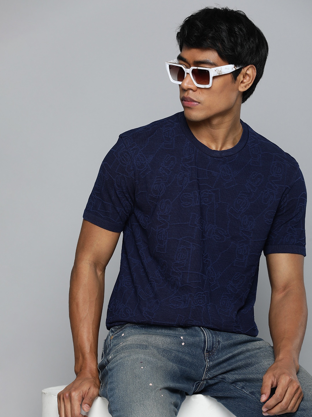 

Levis Self Design Slim Fit T-shirt, Navy blue
