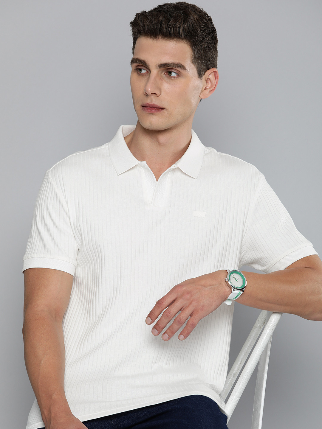 

Levis Ribbed Polo Collar Slim Fit T-shirt, White