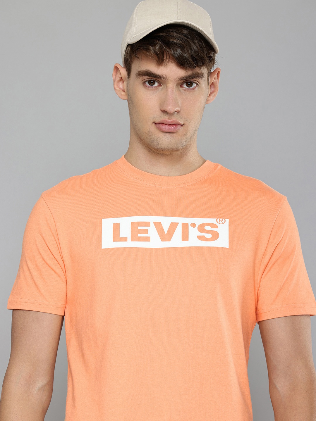 

Levis Brand Logo Printed Pure Cotton Slim Fit T-shirt, Orange