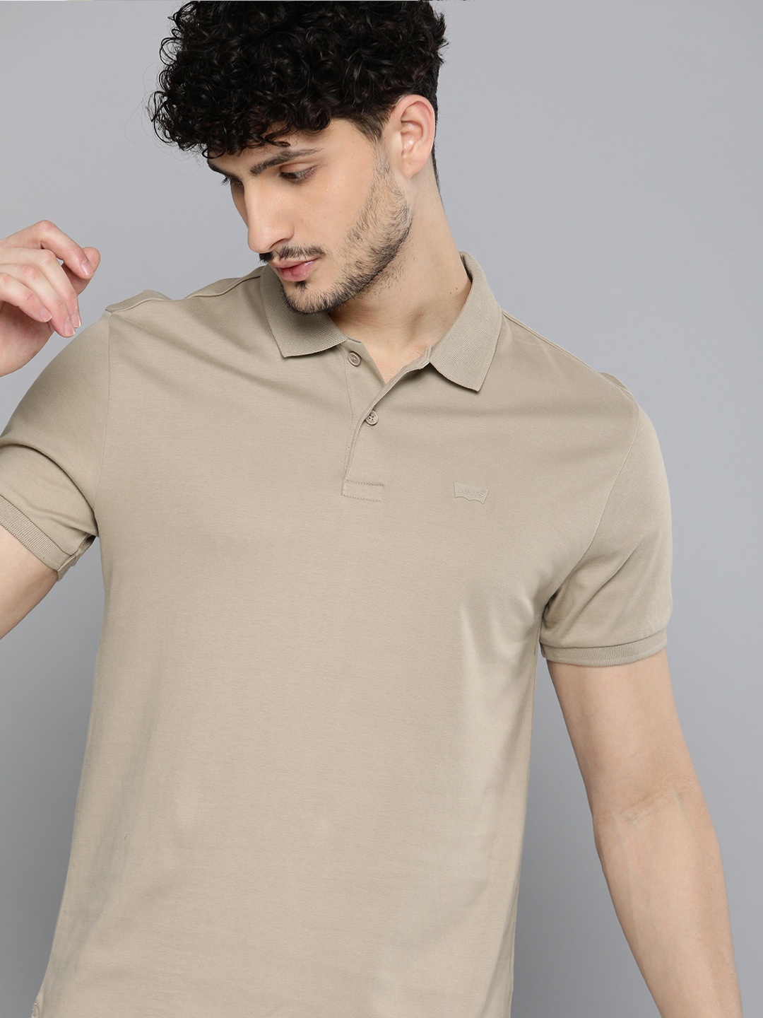 

Levis Polo Collar Pure Cotton Slim Fit T-shirt, Taupe