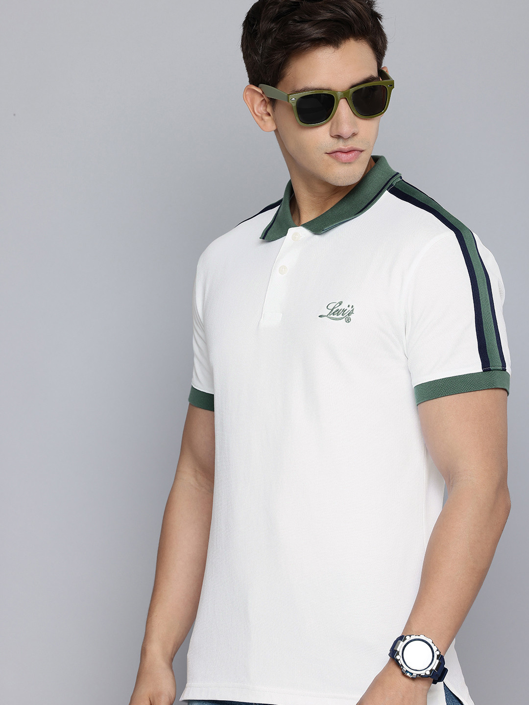 

Levis Polo Collar Pure Cotton Slim Fit T-shirt, White