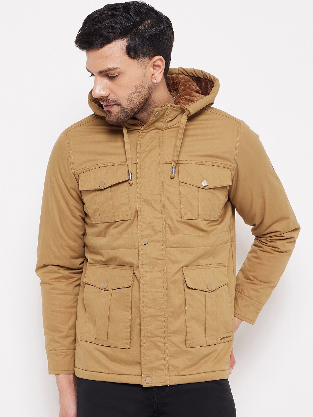

Okane Hooded Cotton Tailored Jacket, Khaki