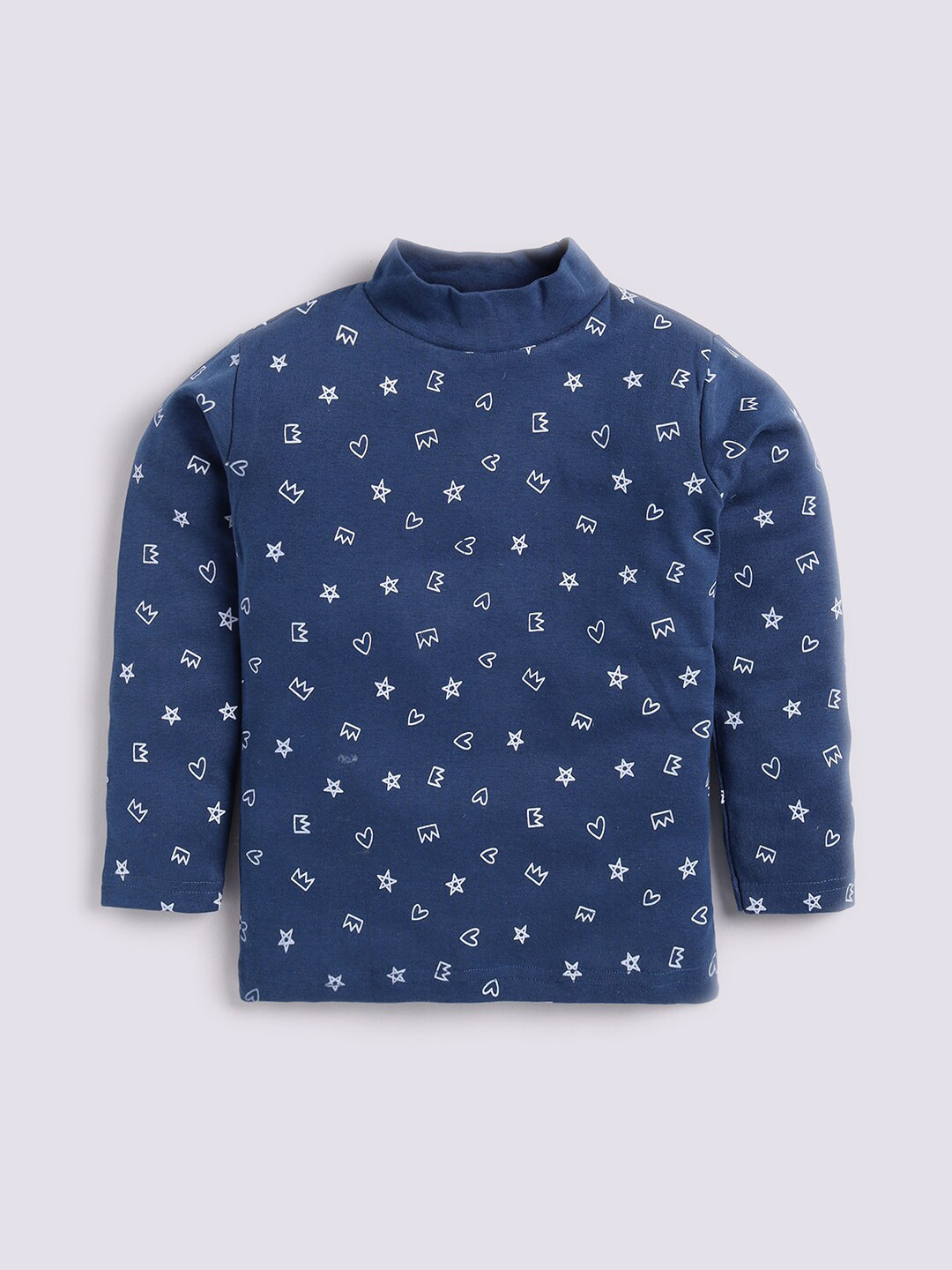 

GAME BEGINS Girls Conversational Printed High Neck Long Sleeves Top, Blue